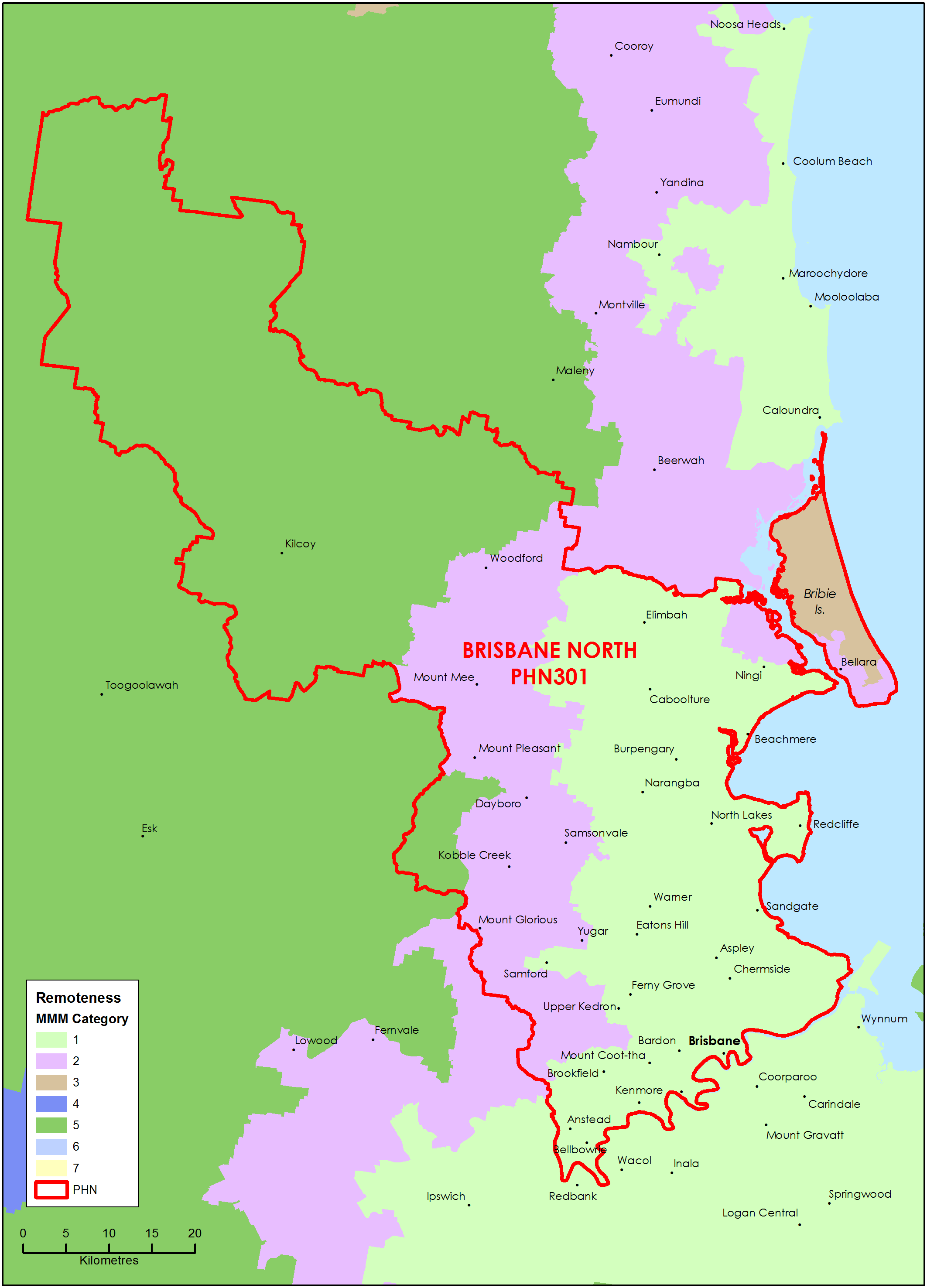 Map Of North Brisbane Brisbane North (Qld) Primary Health Network (Phn) Map – Modified Monash  Model (Mmm) Remoteness Area | Australian Government Department Of Health