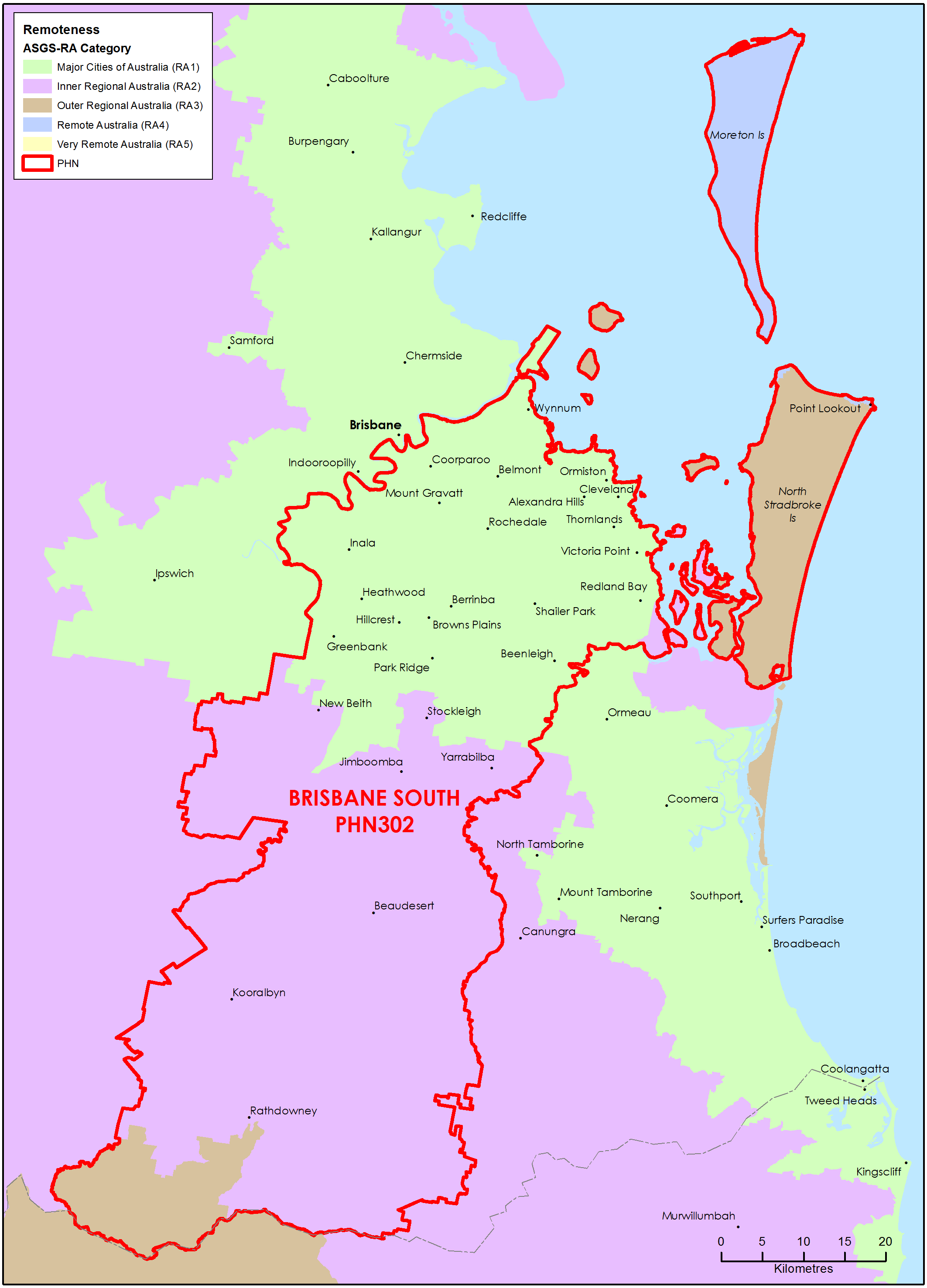 Brisbane South PHN ASGS remoteness area