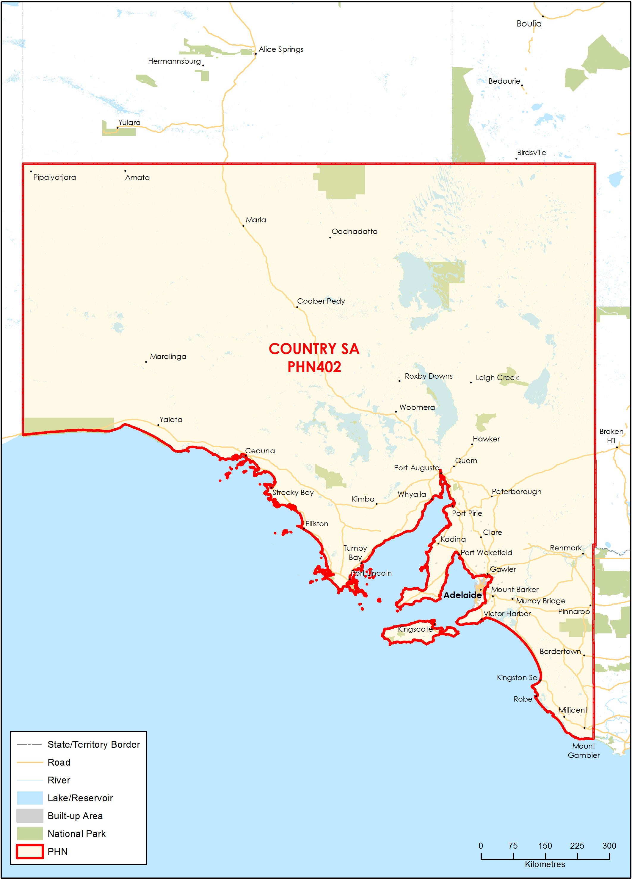 Country SA PHN topographic map