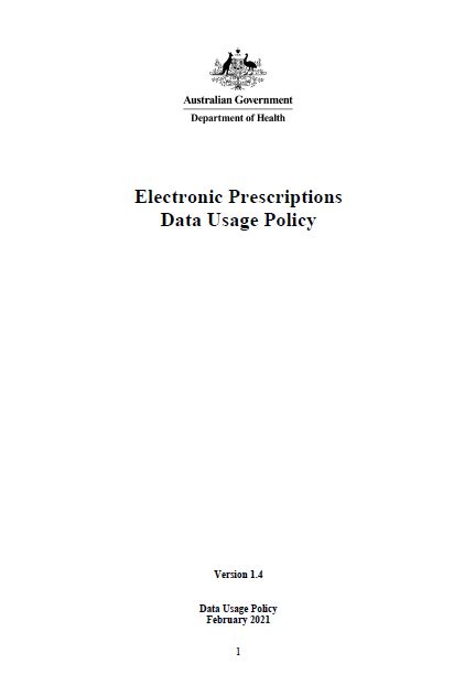 Electronic Prescriptions Data Usage Policy cover