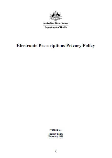 Electronic Prescriptions Privacy Policy cover