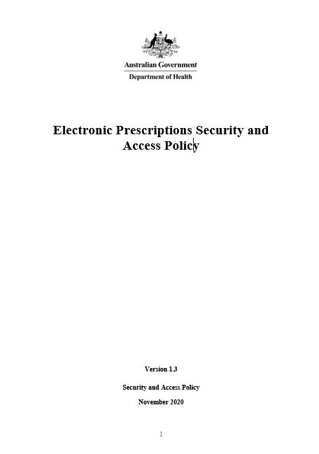 Electronic Prescriptions Security and Access Policy cover