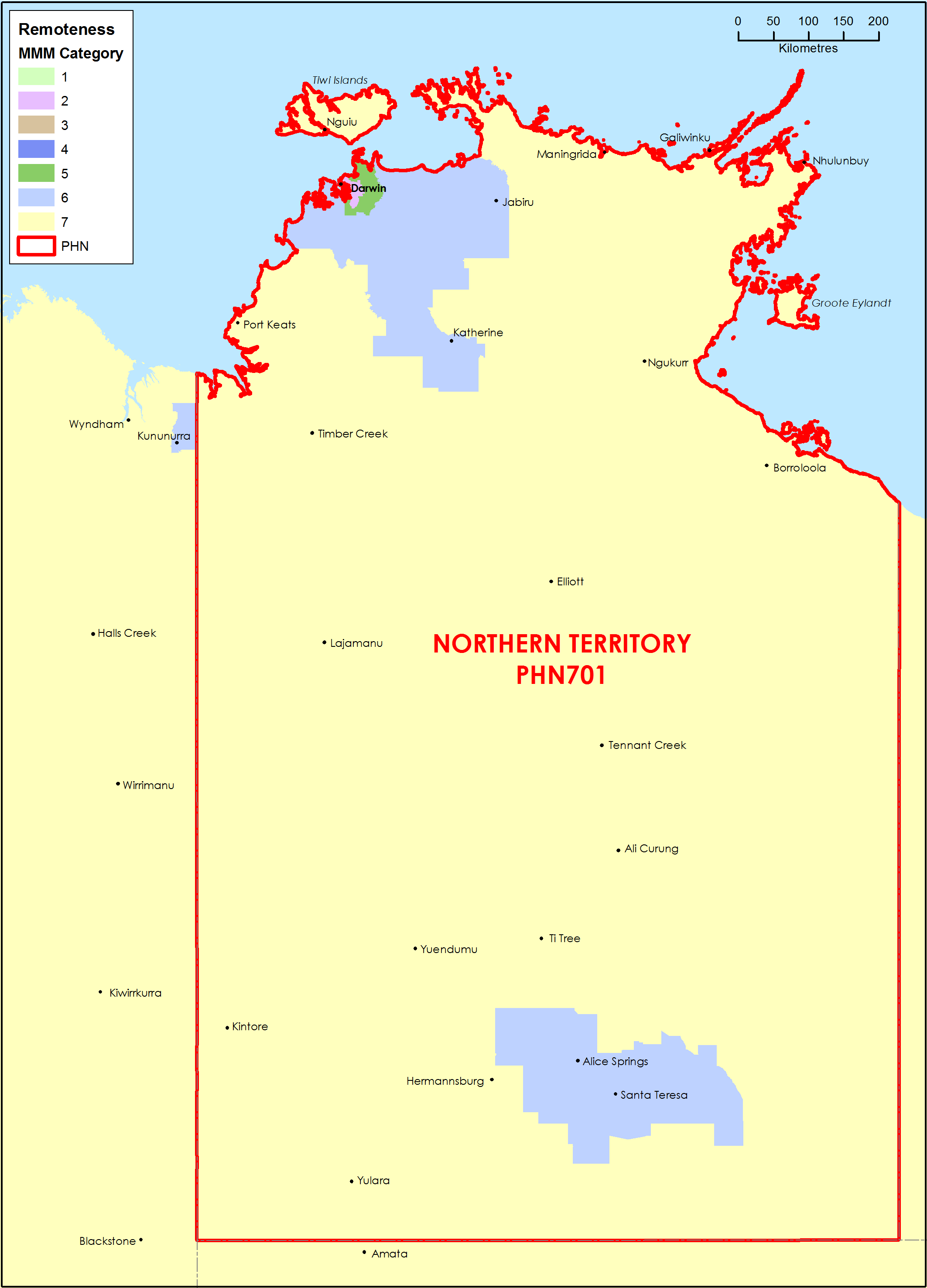 NT PHN MMM remoteness area map