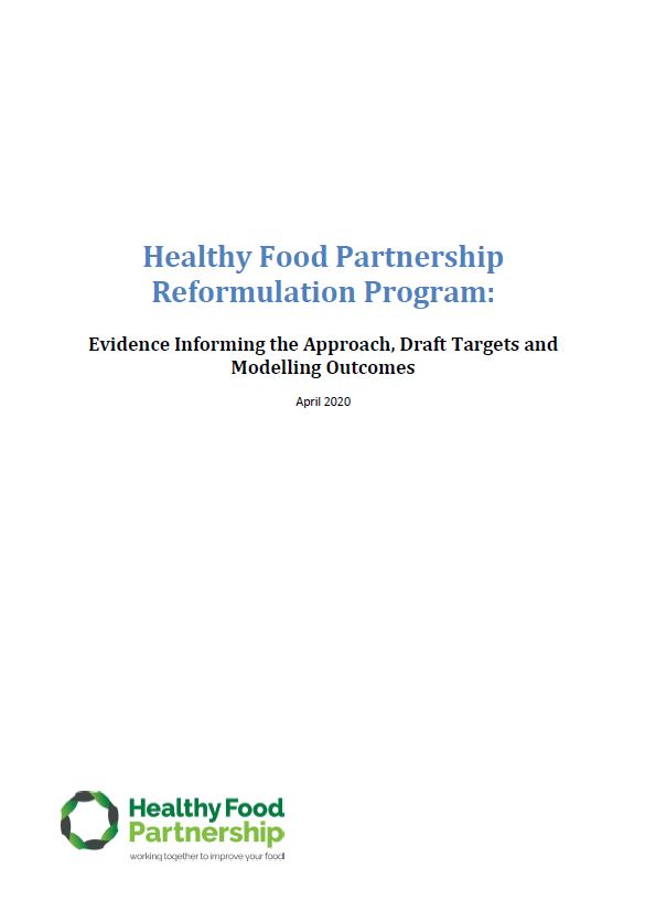 Cover image for Food Reformulation Program – Rationale paper
