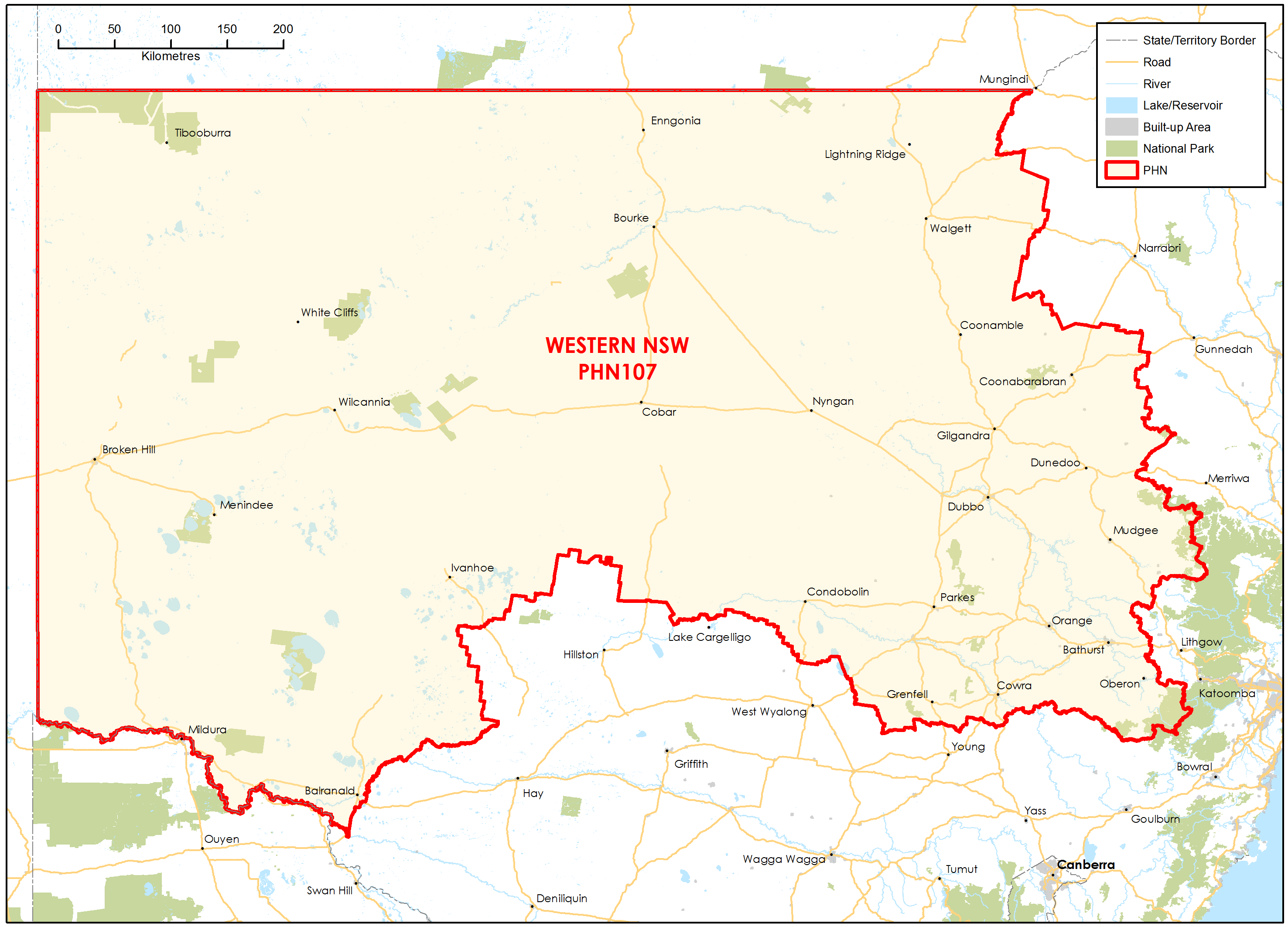 Western NSW PHN topographic map