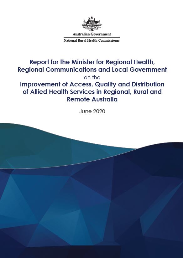 Cover image of final NRHC report on allied health in regional, rural and remote Australia