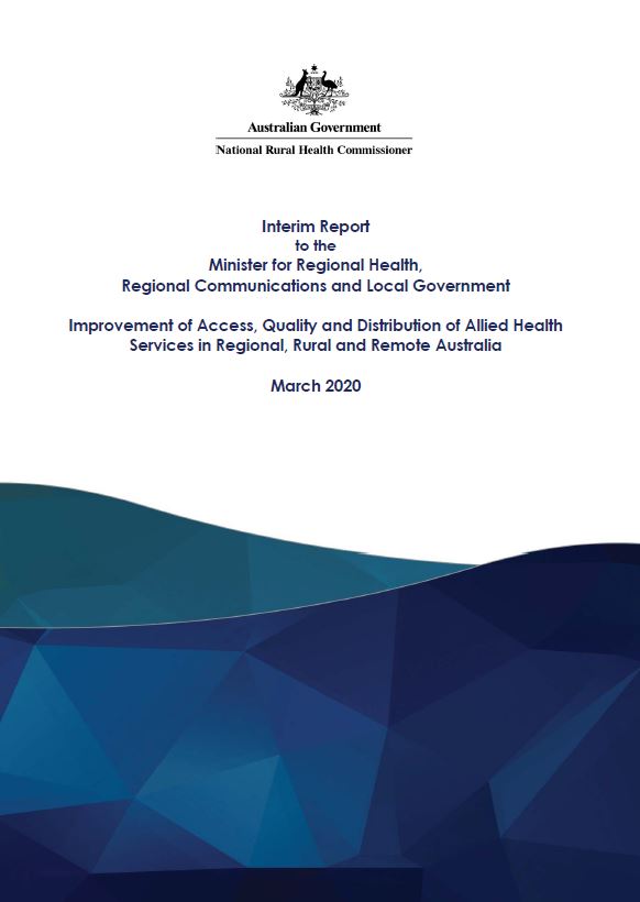 Cover image of interim NRHC allied health report