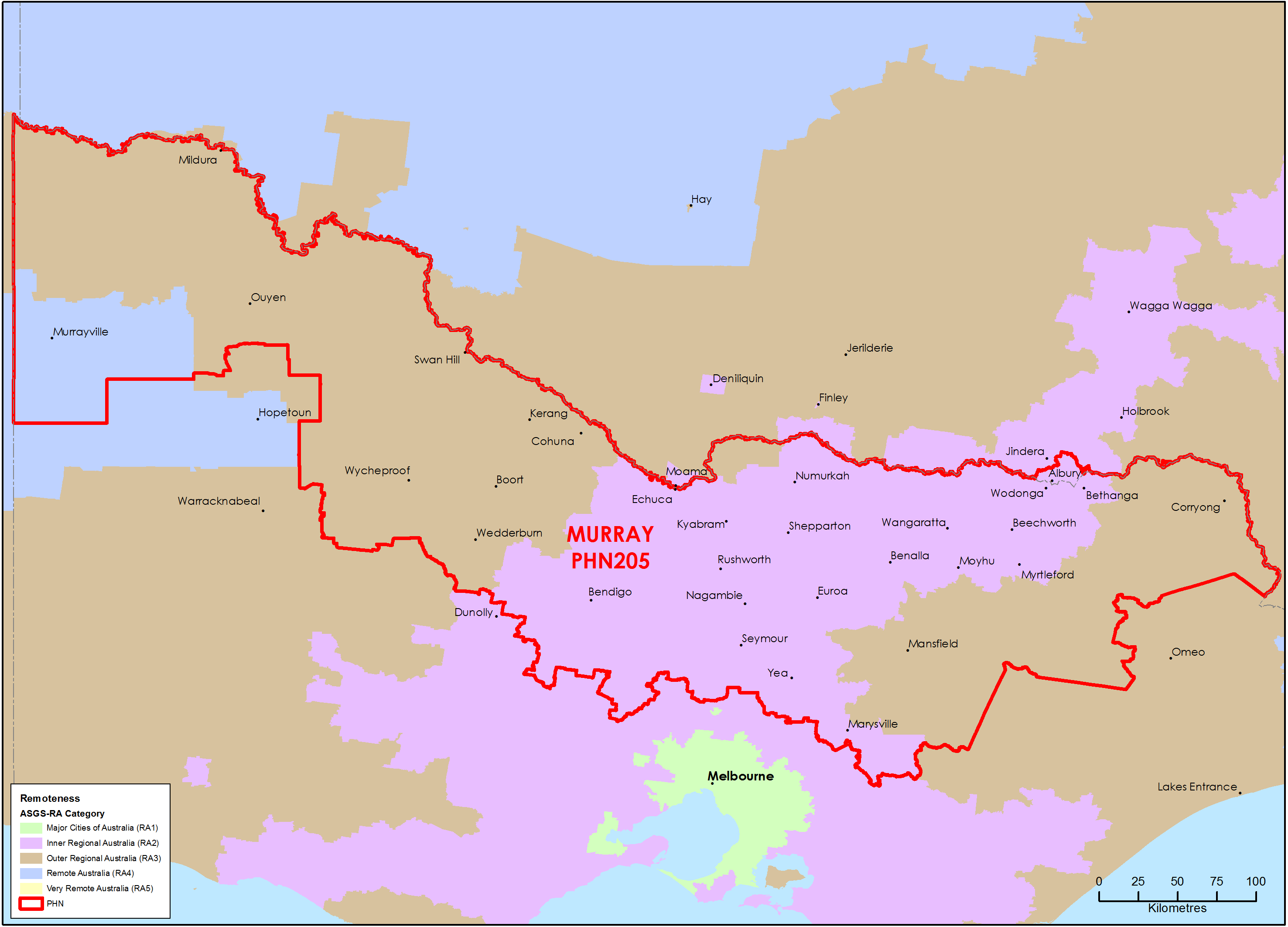 Murray PHN ASGS remoteness area