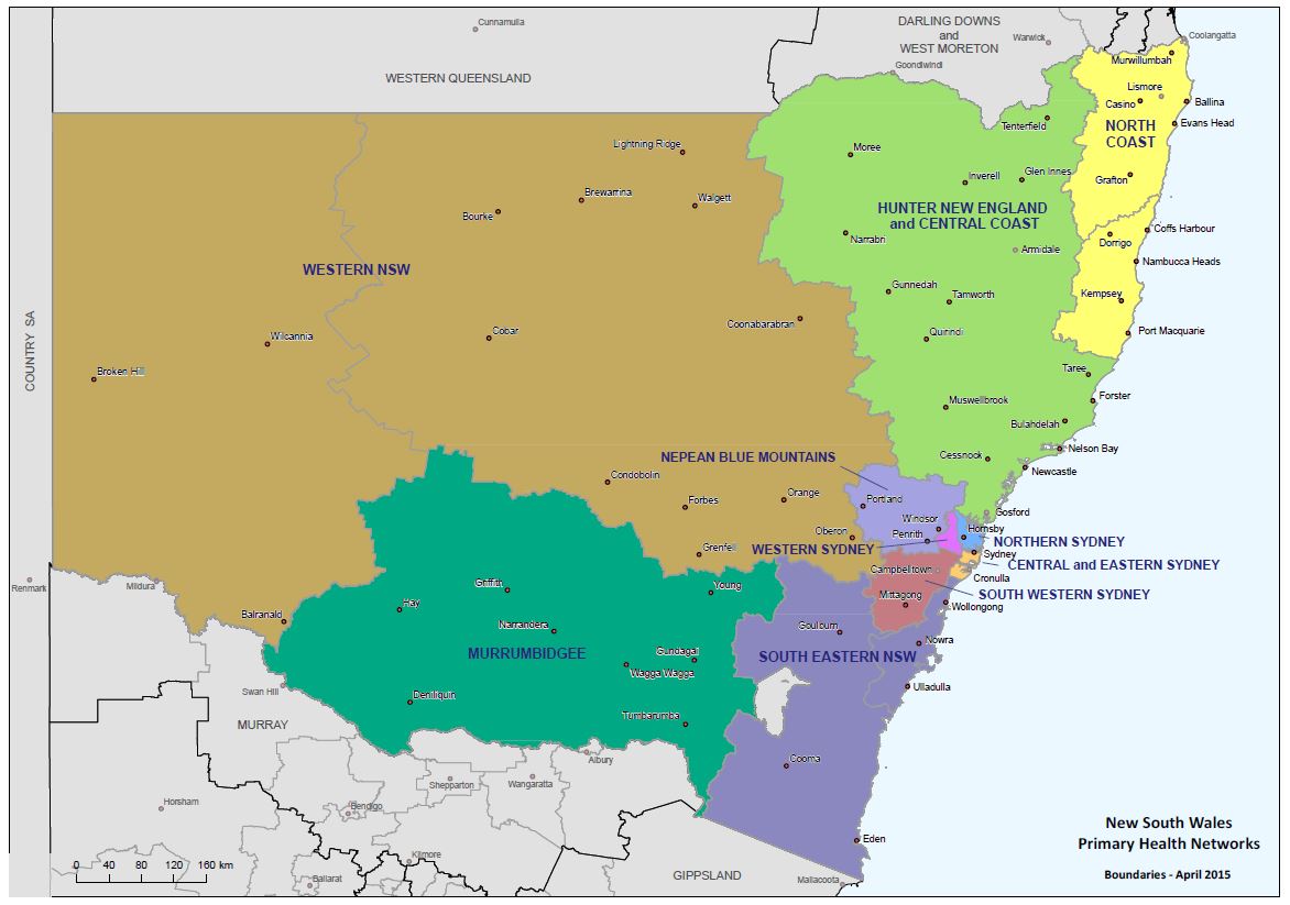 Map of NSW PHNs