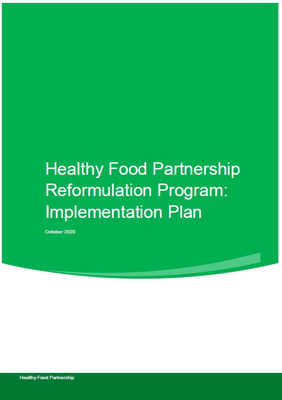 Cover image for Food Reformulation Program – Implementation plan
