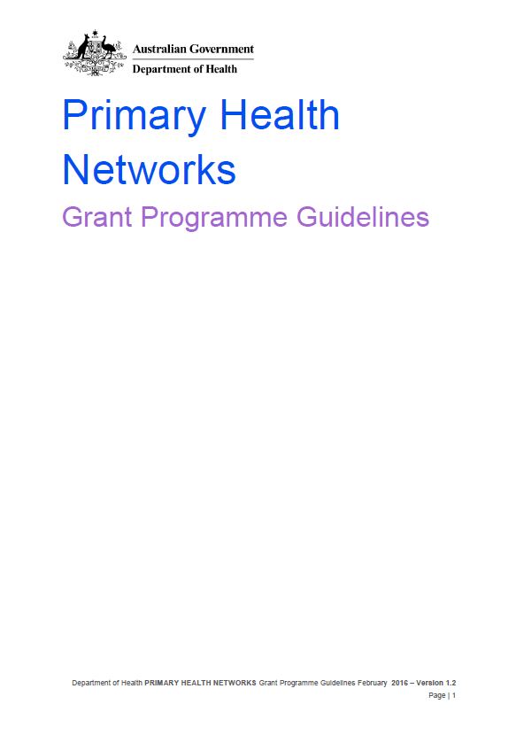 Cover image for Primary Health Networks (PHN) grant program guidelines