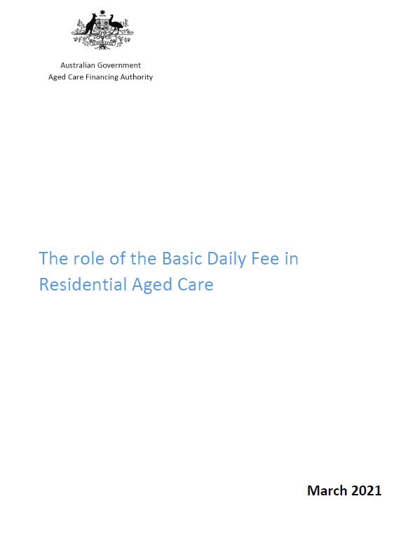 The role of the Basic Daily Fee in Residential Aged Care cover