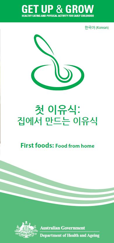Cover image for 첫 이유식: 집에서 만드는 이유식 (First foods: food from home)