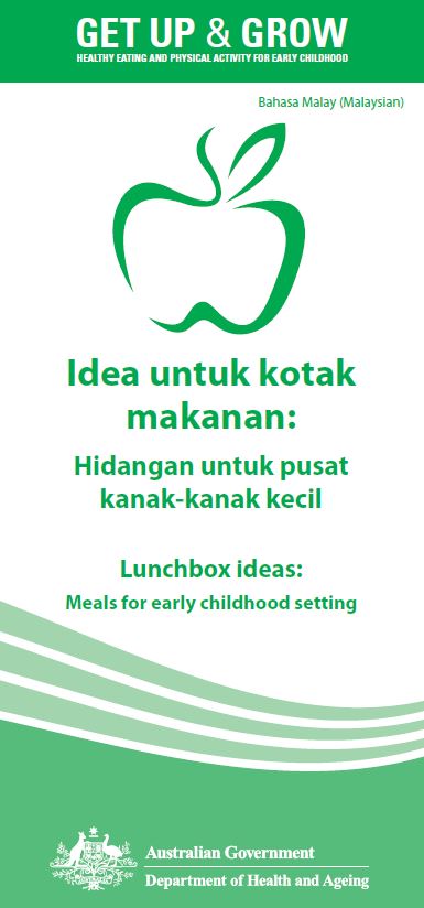 Cover image for Idea untuk kotak makanan: Hidangan untuk pusat kanak-kanak kecil (Lunchbox ideas: meals for early childhood settings)