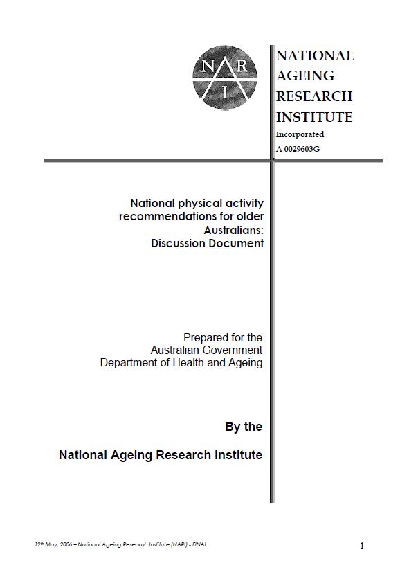 Cover image for National physical activity recommendations for older Australians: discussion document