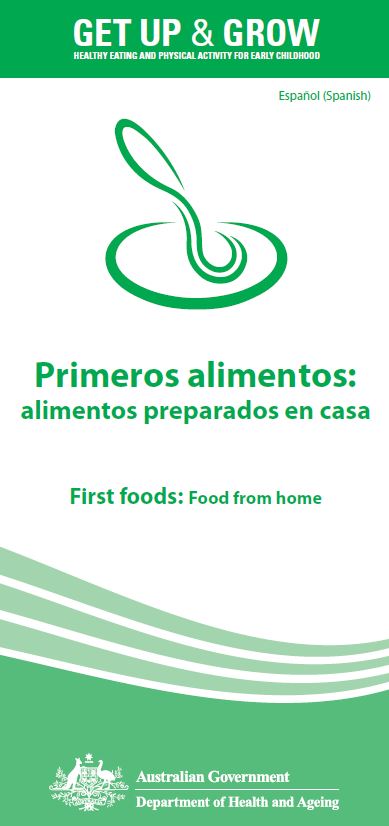 Cover image for Primeros alimentos: alimentos preparados en casa (First foods: food from home)