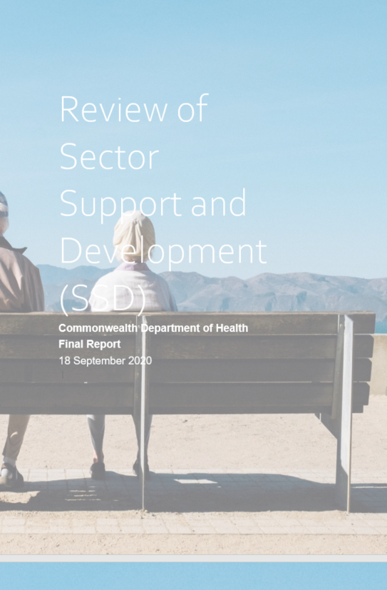 cover image for the Review of Sector Support and Development (SSD) report