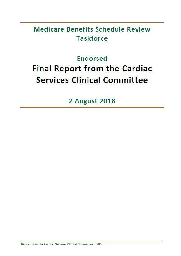 Cover image of Taskforce-endorsed report – Cardiac Services Clinical Committee