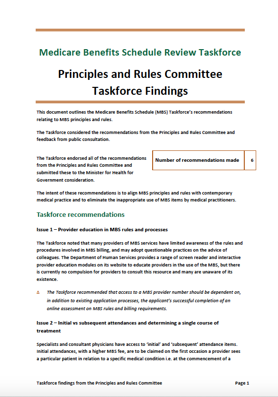 Cover image for Taskforce findings – Principles and Rules report