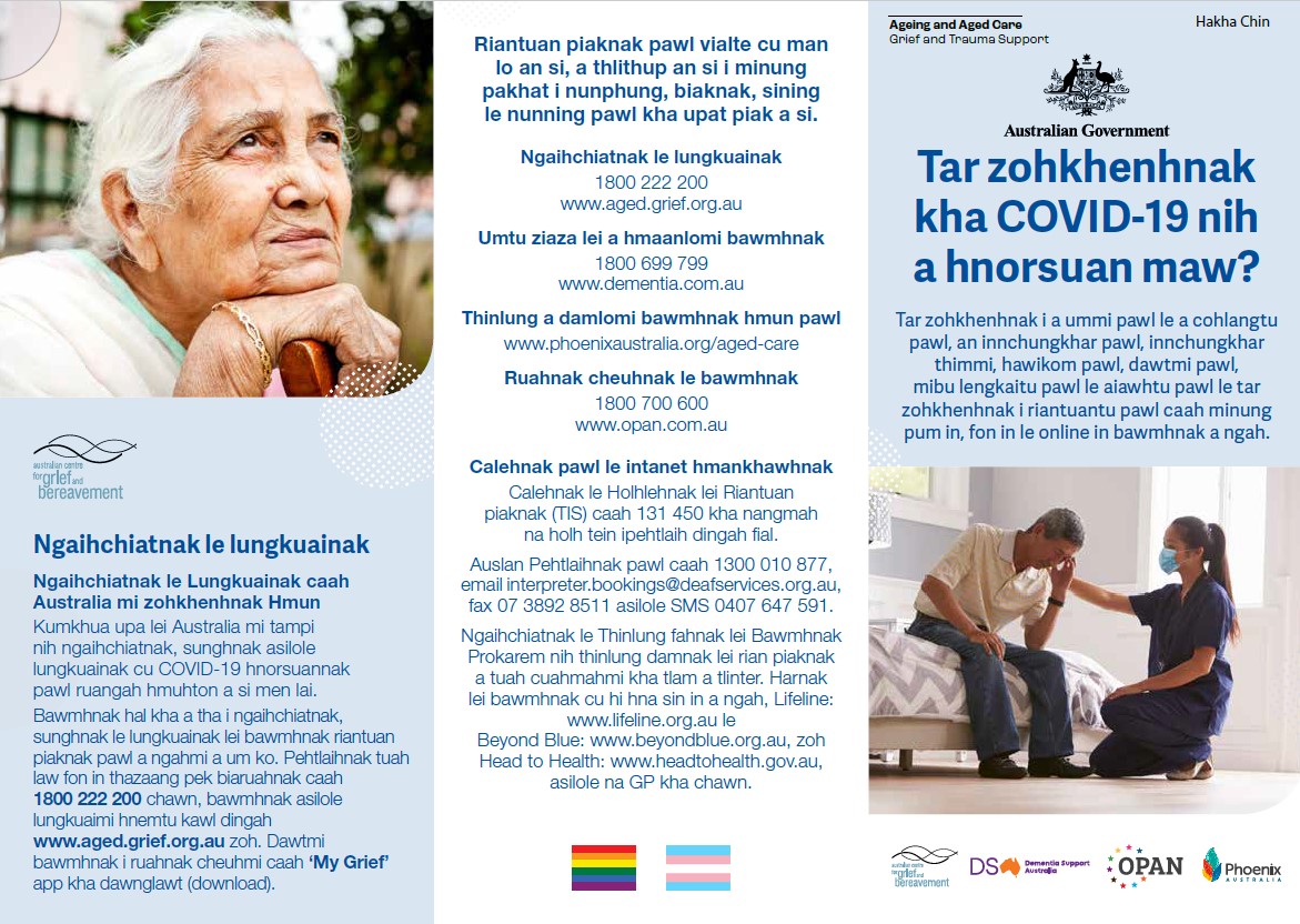 Coronavirus (COVID-19) – Tar zohkhenhnak kha COVID-19 nih a hnorsuan maw? (Grief and Trauma Support Services – Brochure)