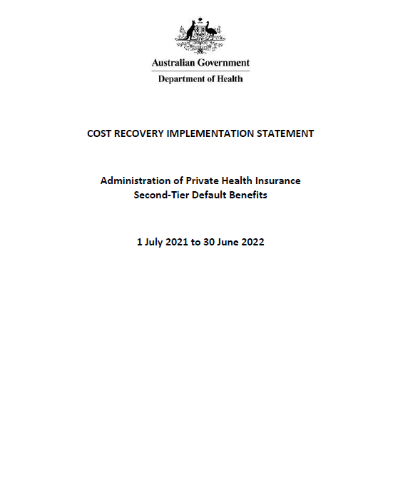 Cost Recovery Implementation Statement for Second-Tier Default Benefits