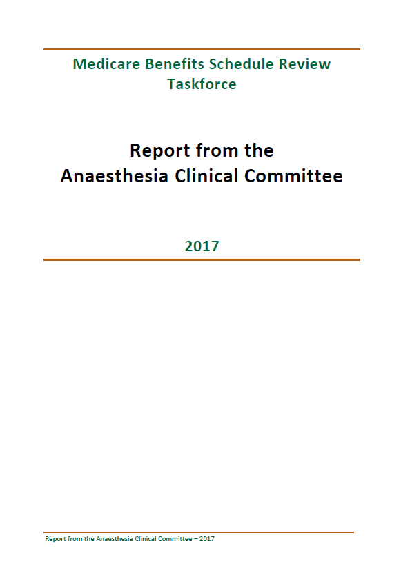 Cover image of final clinical committee report for Anaesthesia