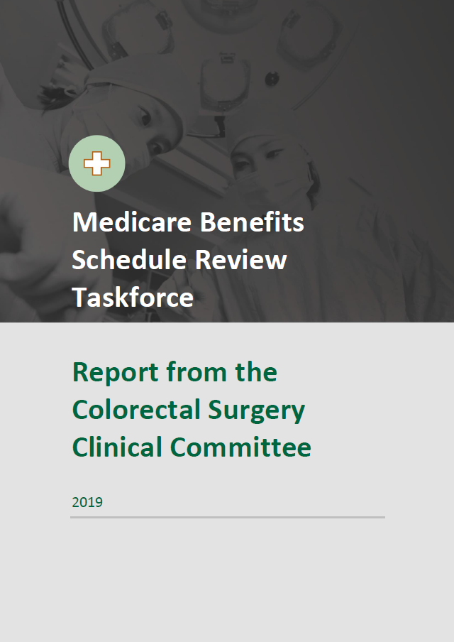 Cover image of final clinical committee report for colorectal surgery. 