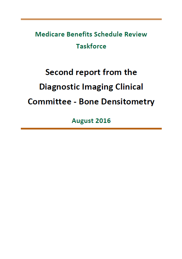 Cover image of final clinical committee report for Diagnostic Imaging – Bone Densitometry 