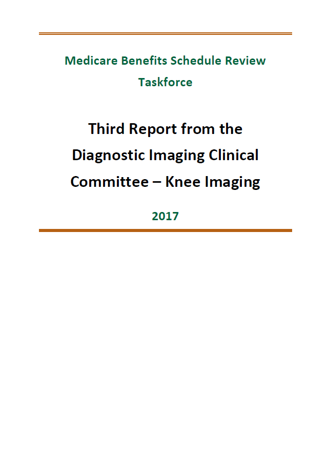 Cover image of final clinical committee report for Diagnostic Imaging – Knee Imaging
