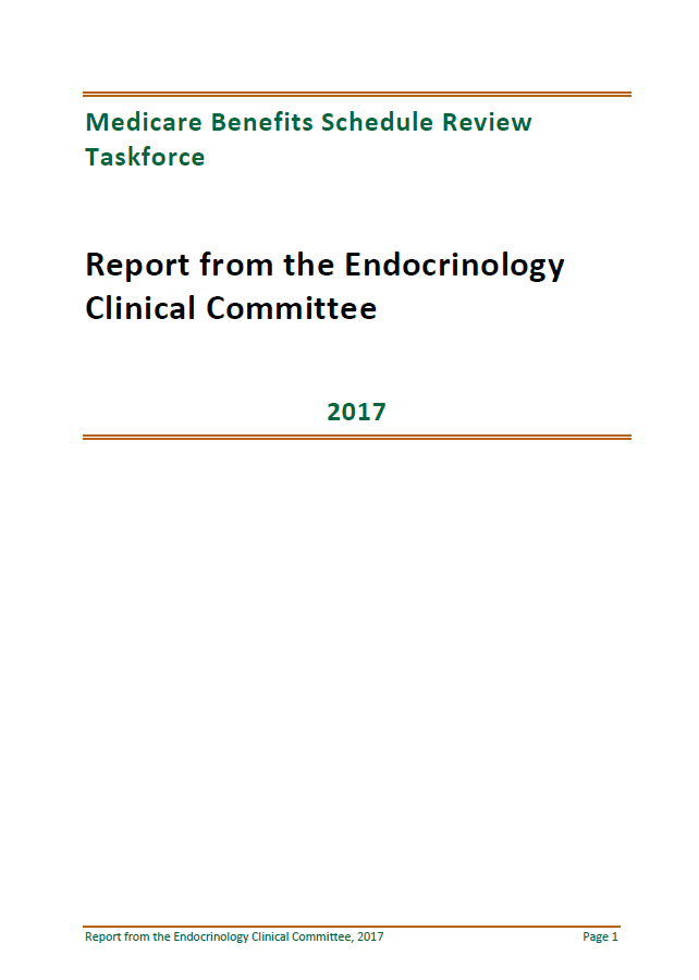 Cover image of final clinical committee report for Endocrinology