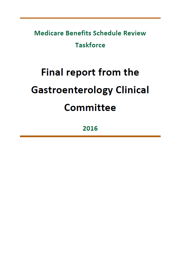 Cover image of final clinical committee report for Gastroenterology