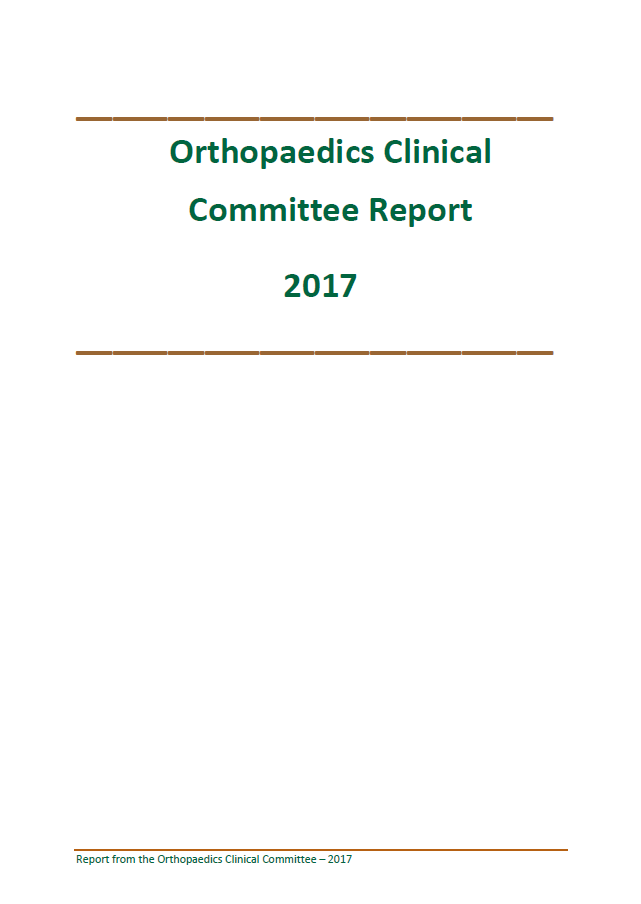 Cover image of final clinical committee report for Orthopaedics