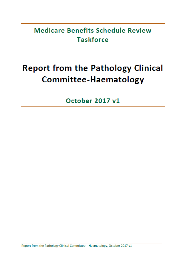 Cover image of final clinical committee report for Haematology 