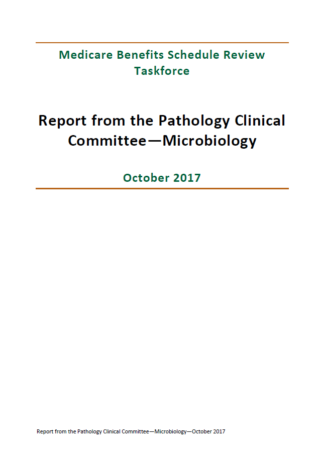 Cover image of final clinical committee report for Pathology – Microbiology