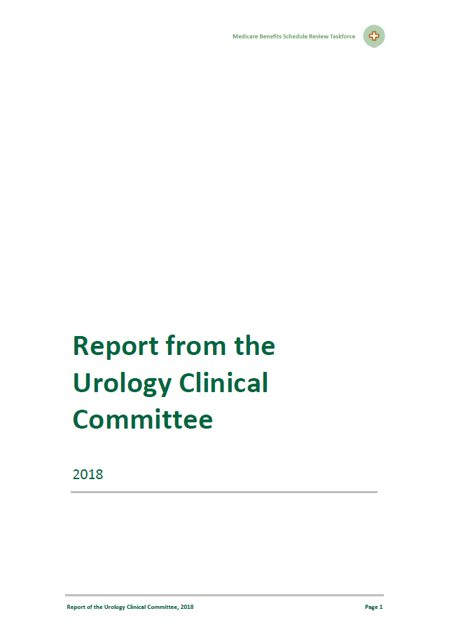 Cover image of final clinical committee report for Urology