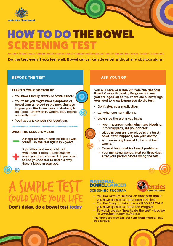 How to do the bowel screening test Indigenous bowel screening flyer