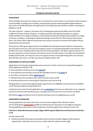 Rare Diseases – Support, Education and Training Grant Opportunity
