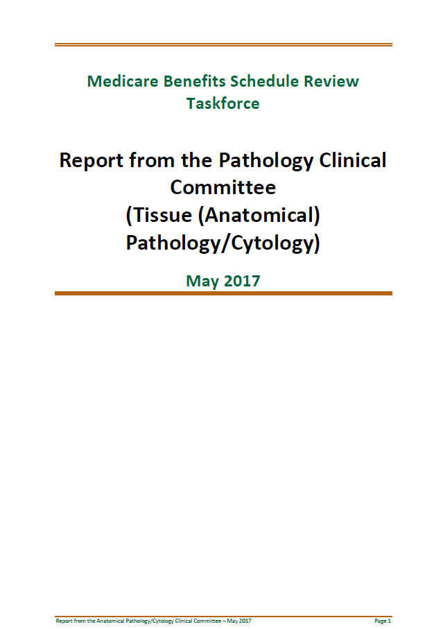 Cover image of final clinical committee report for Pathology