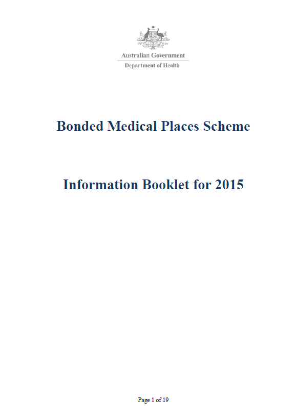 Cover image for Bonded Medical Places Scheme (BMPS) – information booklet 2015