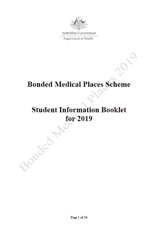 Cover image for Bonded Medical Places Scheme (BMPS) – information booklet 2019