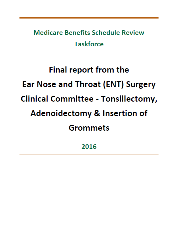 Final clinical committee report for Ear, Nose and Throat Surgery