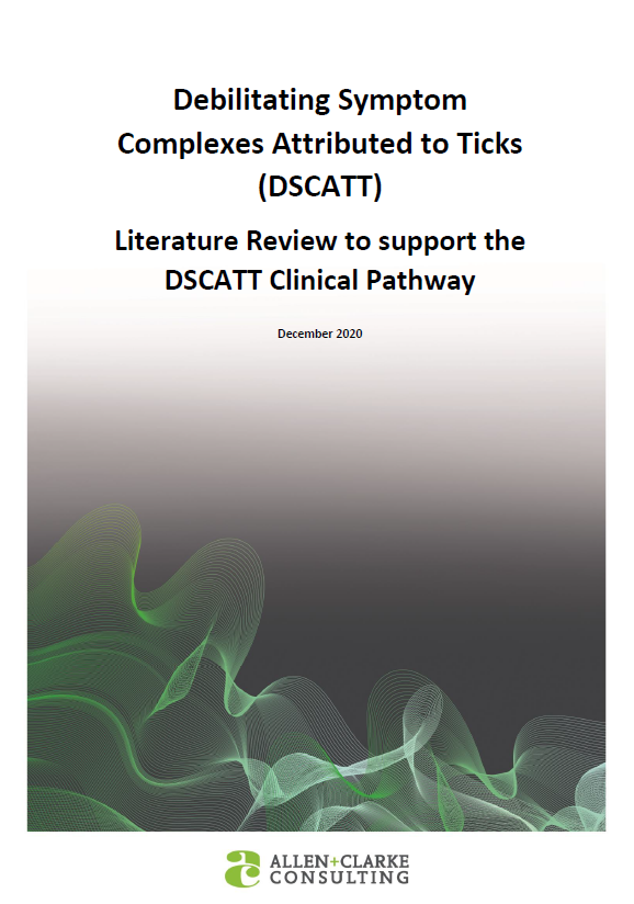 Cover image of the literature review to support the debilitating symptom complexes attributed to tick clinical pathway