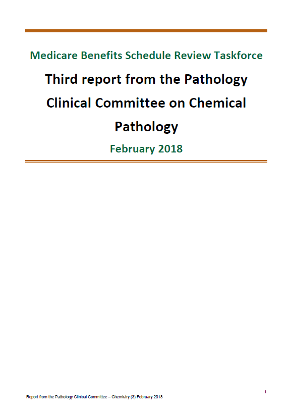 Final clinical committee report for Pathology – Chemical Pathology Part 3 cover