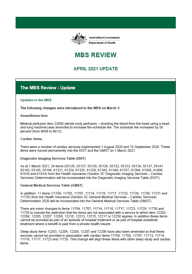 Cover image of April 2021 update – MBS Review. 