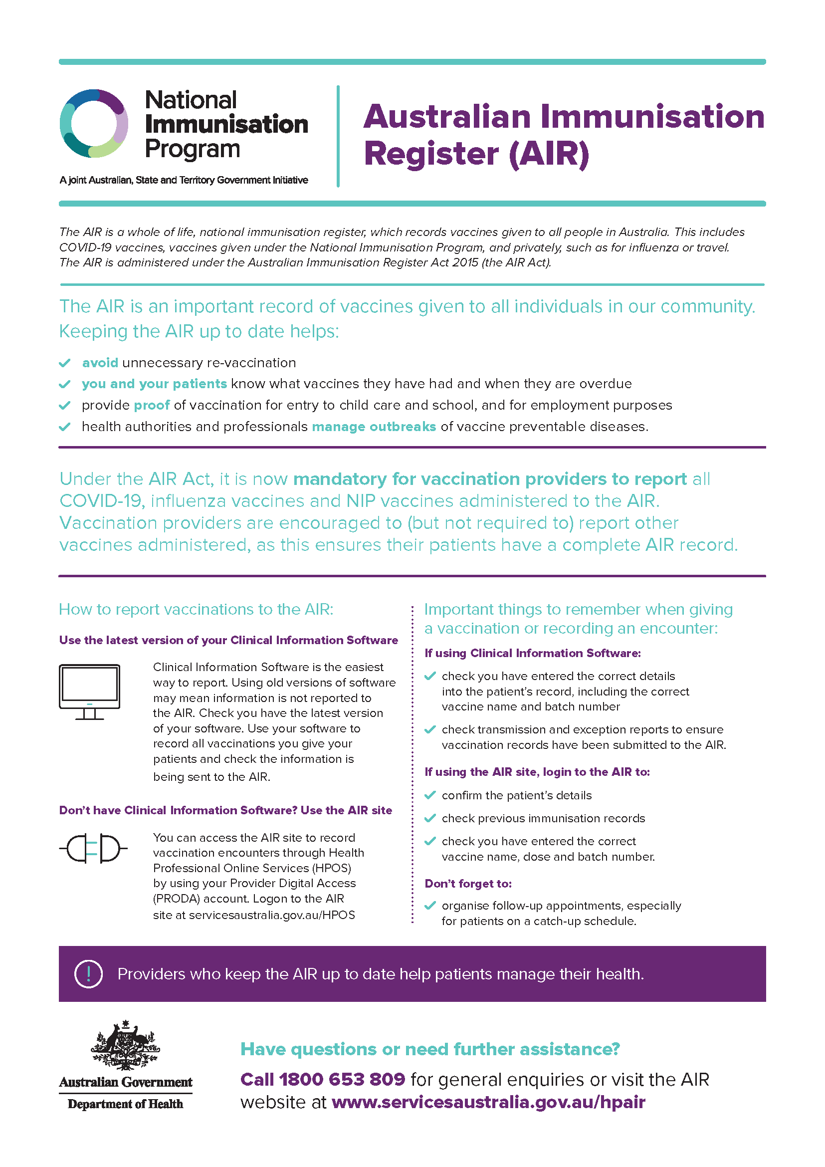 Cover from Australian Immunisation Register (PDF) - Fact Sheet