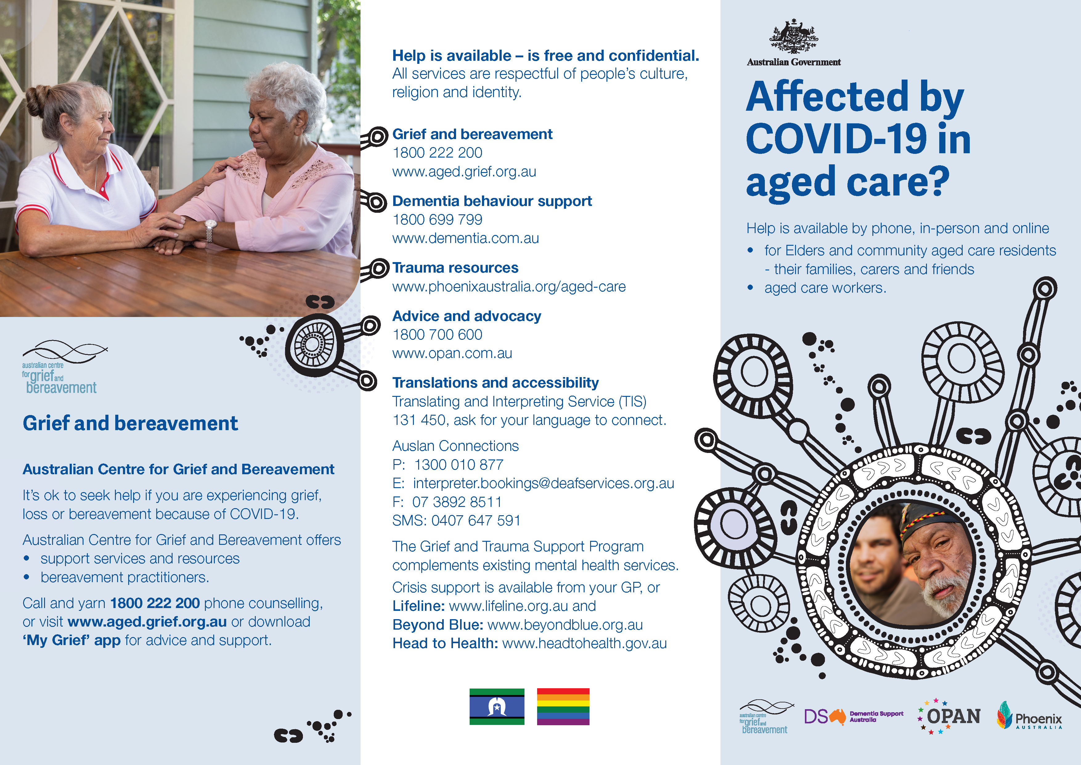 Coronavirus (COVID-19) – Grief and Trauma Support Services for Aboriginal and Torres Strait Islander peoples – Brochure