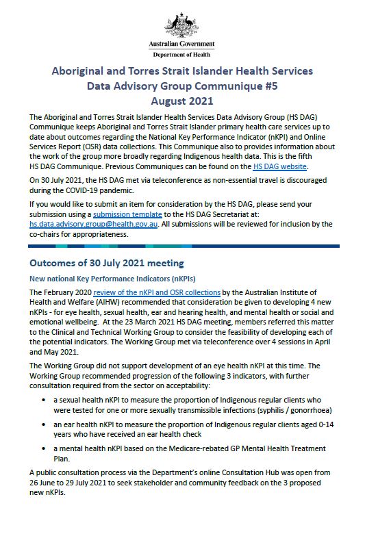 August 2021 – HS DAG communique