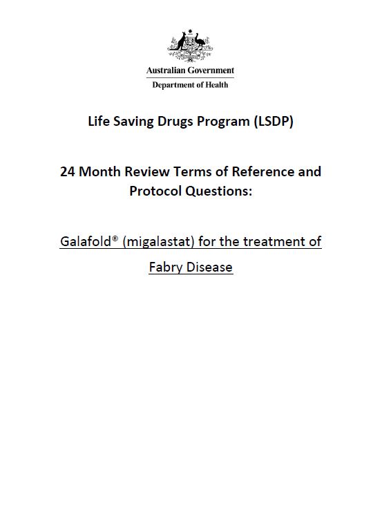 Migalastat terms of reference and protocol questions cover