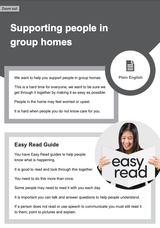 Supporting people in group homes – Plain English guide