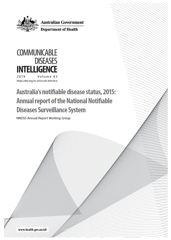 Cover image for  Australia’s notifiable disease status, 2015 – annual report of the National Interoperable Notifiable Diseases Surveillance System